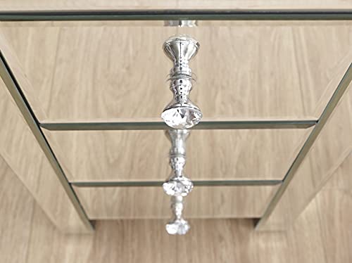 GFW Venetian Mirrored Glass bedside Table With 3 Storage Drawers, Freestanding Wooden Side Table For Bedroom, Living Room End Table Mirror Cabinet With Bevelled Edges 35D x 44.8W x 66H - Image 11