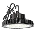 HYPERLITE UFO LED High Bay Light 100W 14,000LM (140LM/W) 1-10V Dimmable, UL Listed 4000K High Bay LED Light for Factory Work Shop Garage, Alternative to 450W MH/HPS, 5-Year Warranty