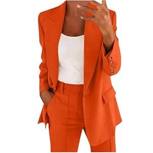 Ensembles de Pantalons Élégants et Décontractés 2 Pièces pour Femme Blazer Habillé Pantalon À Jambe Droite Printemps et Été pour Le Bureau Travail Affaires Costume De Travail Tailleurs Pantalons