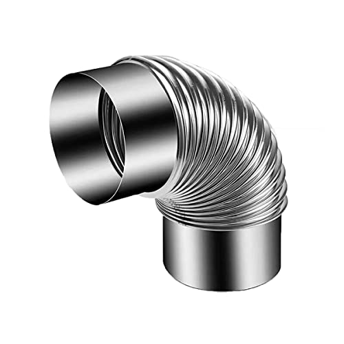 Tubo adaptador de chimenea galvanizado de acero inoxidable, resistente al calor, codo de 90 grados, diámetro del tubo de 12 cm, extensión de chimenea