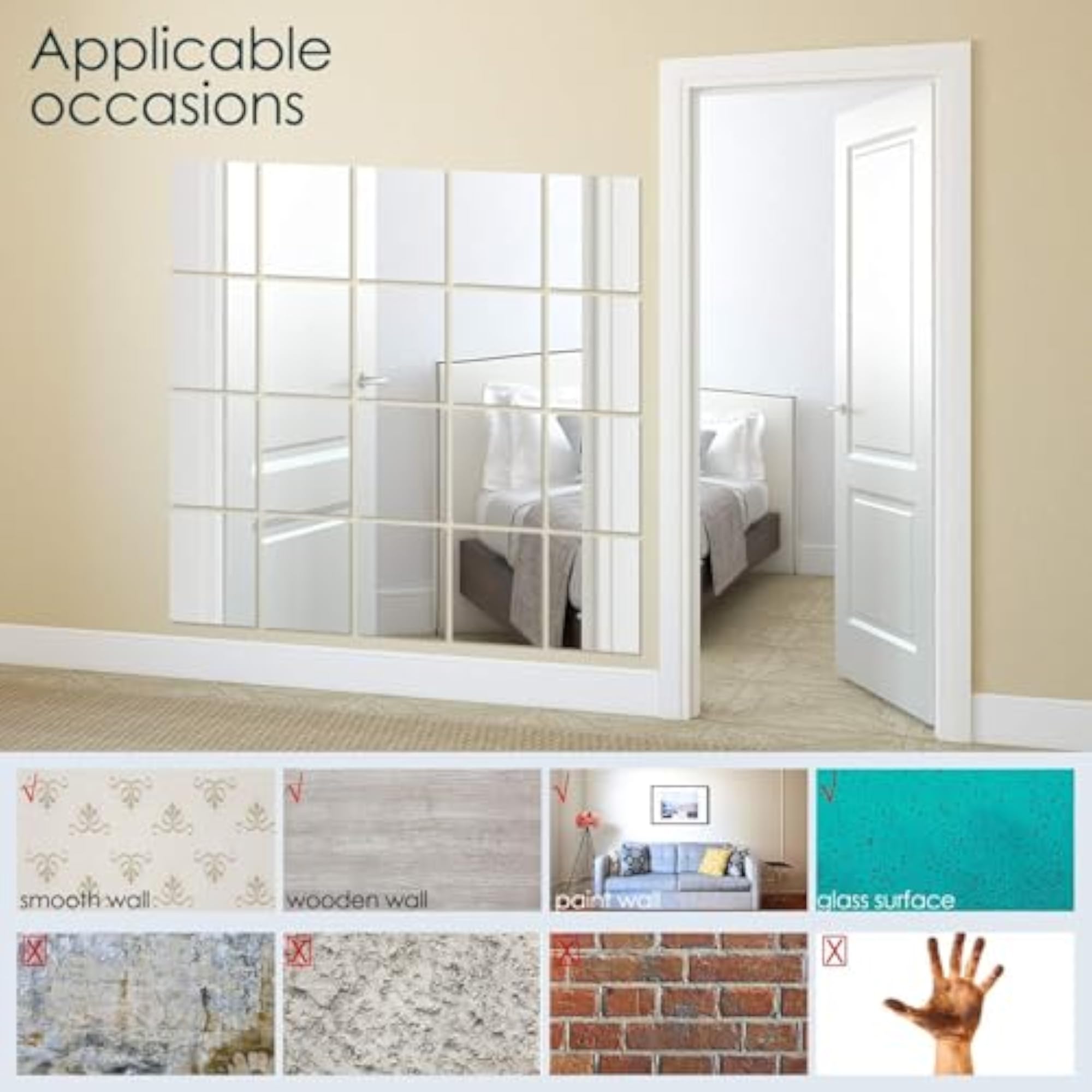 20 Pcs Home Gym Mirror Sheets for DIY Craft Decoration