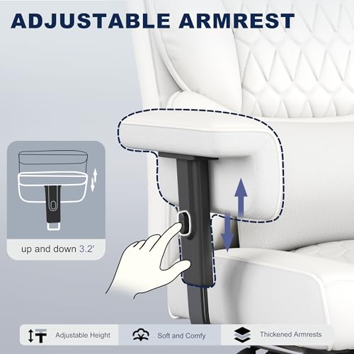 Image of Misolant Big and Tall Office Chair with Footrest, High Back Executive Desk Chair with Adjustable Lift Armrest, 155Recline,Lumbar Support Pillow, Faux Leather Gaming Chairs for Home or Office