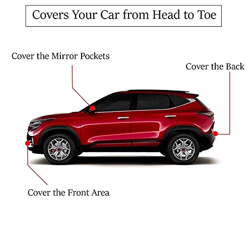 Image of Allextreme HCP5001 Car Body Cover Compatible with Hyundai Creta Custom Fit Dustproof UV Heat Resistant Indoor Outdoor Body Protection (Blue with Mirror)