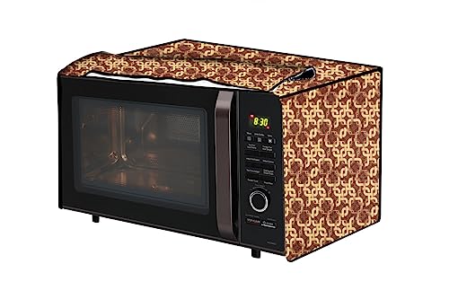 Image of The Furnishing Tree PVC Waterproof Microwave Oven Cover Compatible for Panasonic 20 L Solo NN-ST266BFDG Trellis Pattern Brown