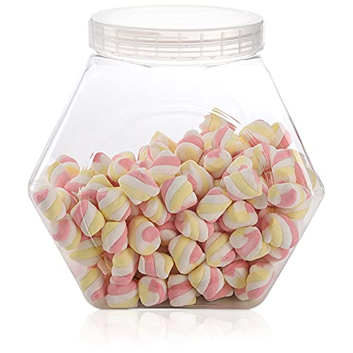 Soujoy 2 Pack Plastic Candy Jar With Lid, 1 Gallon Cookie Containers For Kitchen Counter, Clear Hexagon Candy Display For Snacks, Dog Treats, Craft And Sewing Supplies, Coffee Pod, Laundry Pod #TOP4