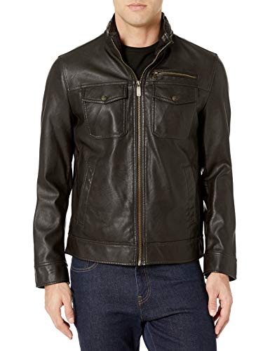 Preisvergleich Produktbild Dockers Herren Truckerjacke aus Kunstleder - Braun - Klein