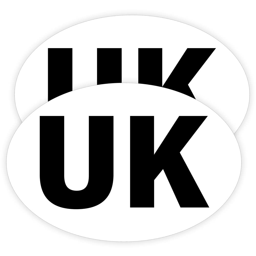 Packwith Black Pack Of 2 Uk Number Plate Sticker Oval Self Adhesive (180 X 133 Mm) Waterproof Uk Car Stickers For Europe Packwith®