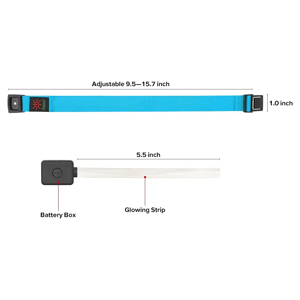 Banda para brazo 2 paquetes  (TM), led brillantes, alta visibilidad nocturna para corredores, ciclistas y aquellos que salen a pasear a su mascota, Azul, M 6
