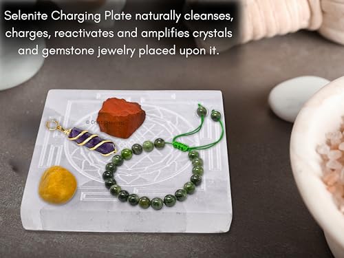 Image of Selenite Plate with Shree Yantra - Premium Selenite Charging Plate