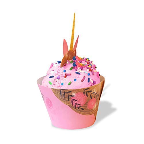 Pastel Pink Unicorn Cupcake Wrappers And Unicorn Horn Toppers - For 24 Unicorn Cupcake Decorations #TOP1