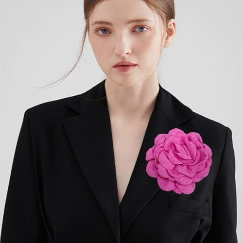 Image of Dainty Fabric Peony Flower Brooches Pin Delicate Camellia Flower Brooch Classic for Women Wedding Party Dance Banquet Elegant Lapel Pins Dress Suit Ceremony Clothes Accessories Jewelry Gifts 100mm