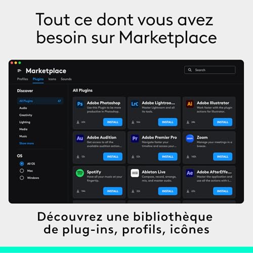 Logitech Master Series MX Creative Console Ensemble clavier et pavé numérique backlit USB C pâle - vue 10