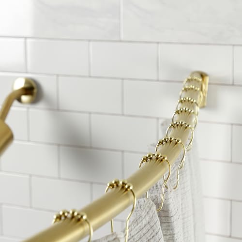 Kingston Brass CC6727 Edenscape 60"-72" Stainless Steel Adjustable Single Curved Shower Curtain Rod, Brushed Brass by Kingston Brass - Image 2