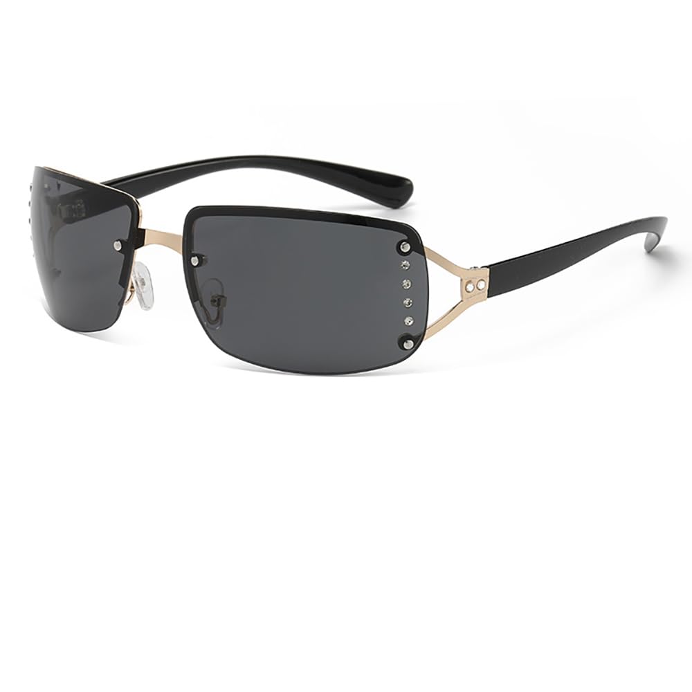 Azoxus Futuristic Y2K Sunglasses Vintage Rimless Rectangle