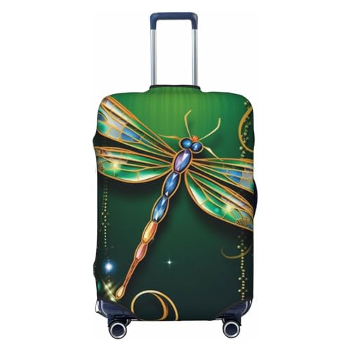 Jewel Dragonfly Print Luggage Suitcase Covers Elastic Washable Luggage Protector Luggage Covers For Suitcase
