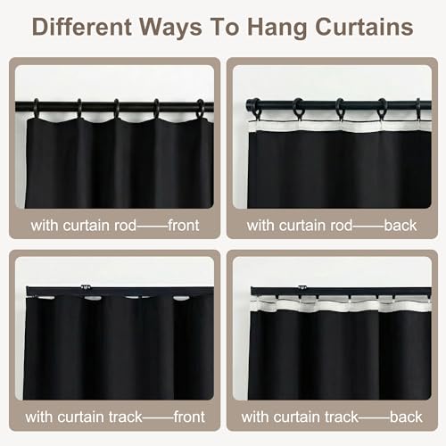Image of hoeflife Blackout Curtains for Bedroom Room Darkening Curtains for Living Room Ceiling Door Curtain(Black Drape 1 Panel,W52 x L96