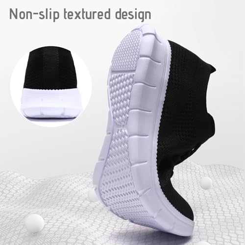 Men's Slip on Walking Shoes Fashion Dress Sneakers Business Oxfords Breathable Lightweight Loafers Tennis for Driving Walking Skate Black_White 123