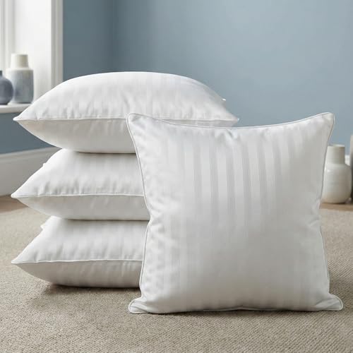 Image of AYKA Microfiber Cushion Filler Set of 4 (24x24 Inch) | Soft & Fluffy Sofa Cushions Inserts | Premium Polyester Fiber Throw Pillows for Sofa, Couch, Bed & Living Room Decor | White