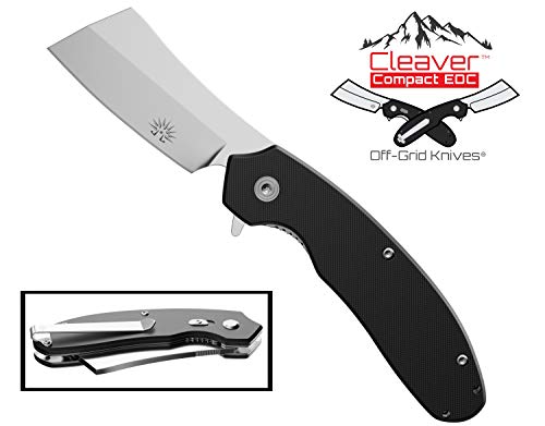 Off-Grid Knives - Cleaver Compact EDC Folding Knife, Satin Finish, Safety Grid-Lock Turns