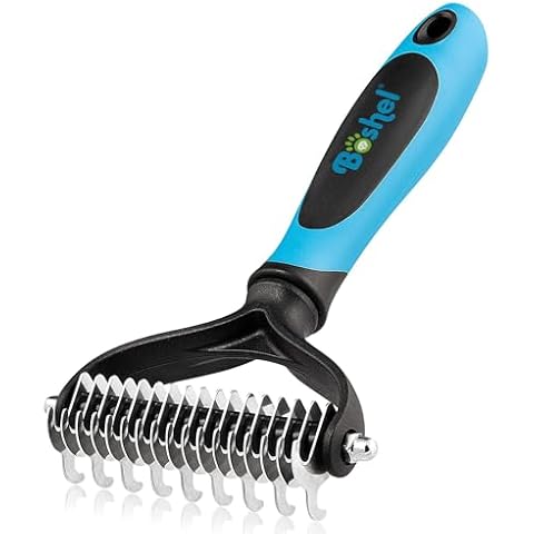 BOSHEL Dematting Comb for Dogs - Undercoat Rake for Dogs, Cat Deshedding Tool, Rake Brush Dematting Tool, Dog Undercoat Brush, Dematting Comb for Cats, Dog Hair Mat Remover, Dematting Brush for Dogs Cover