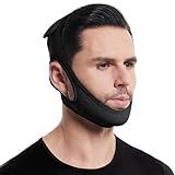 Anti Snoring Chin Strap, Comfortable Chin Strap for Sleeping Anti Snore Chin Strap, Adjustable and Breathable Jaw Strap for Sleep for Men or Women, Non-Stick Hair Anti Snoring Devices, Black