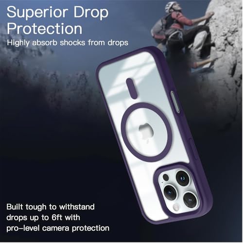 Image of KARWAN️ Hybrid Transparent iPhone 16 Pro Back Cover Case Compatibe with Mag-Safe |Camera Protection Bump | Transparent Back Cover Case for iPhone 16 Pro(PC, TPU | Purple Bumper)