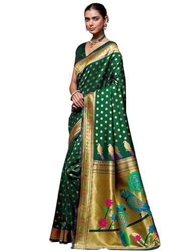 Image of EthnicJunction Women's Silk Blend Woven Paithani saree With Blouse Piece | Wedding Saree | Heavy Saree