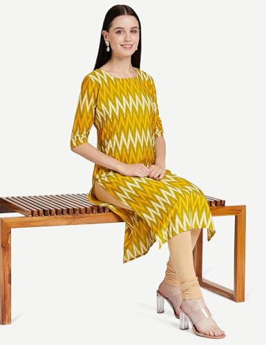 Image of Great Choice Stylish Women's Crepe Yellow Color Floral Printed Straight Kurti (C-350)