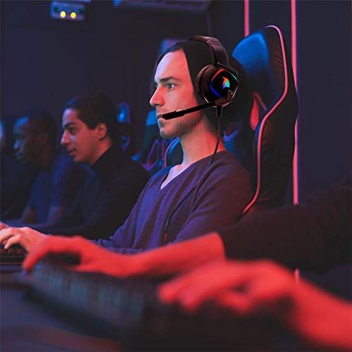 Cuffie Gamer Dark Rainbow G-HD10 - Compatibile con Console di gioco PS4, PS5, Smartphone,Tablet,PC,Mac - Audio stereo ad alta definizione - Microfono flessibile omnidirezionale - Cuffia gaming - Immagine 7