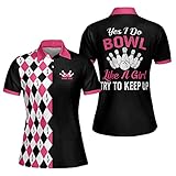 LASFOUR Personalized 3D Bowling Shirts for Women...