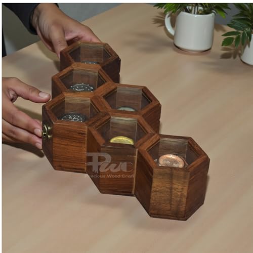 Image of Wooden Watch Box With 6 Compartments, Dustproof & Handmade Organizer, Golden Brown Finish, Storage & Display Case, Premium Gift For Men & Women, Durable Watch Case