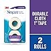 Nexcare Durable Cloth Tape, Woven Tape, Securely Holds Bulky Wound Dressing - 1 In x 10 Yds, 2 Rolls of Tape