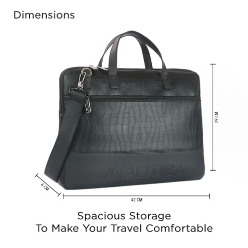 Image of Nautica Padded Laptop Sleeve Stylish Leatherette Bag | Waterproof Protective Cover with Handle & Detachable Sling Strap | Compact and Comfortable for Travelling | Suitable up to 15.6 Inch Laptop