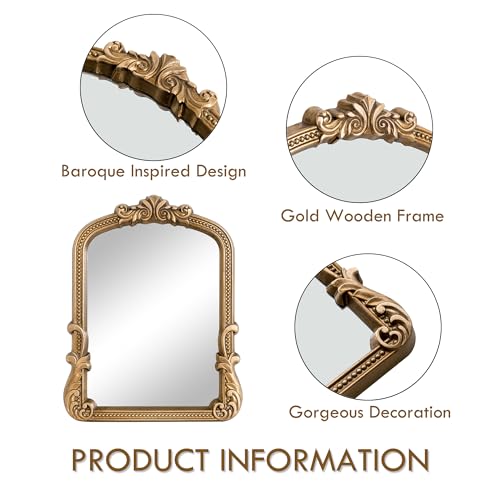Image of Vintage Vanity Gold 9.5x12 Small Dresser Tabletop Mirror with Stand