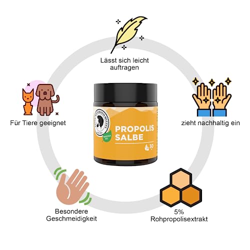 Aktiv Naturheilmittel Propolis‑Salbe 30 ml – 5 % Rohpropolis, mit Traubenkernöl – Für empfindliche, trockene oder juckende Haut bei Neurodermitis & Schuppenflechte
