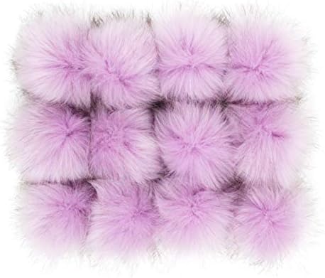 Furling Pompoms DIY 12pcs Faux Fox Fur Fluffy Pompom Ball for Knitting Hats,Bags,Keychains,Shoes 3.9 inches (Rainbow Color)