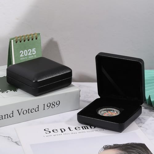 2 piezas caja exhibidora para monedas de 45 mm con forro de terciopelo miniatura 4