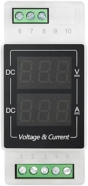 NURII Din Rail Type DC Digital Display 100V Voltmeter 20A Ammeter 50A Digital Integrated Meter 1000V(DC0-600V 10A)