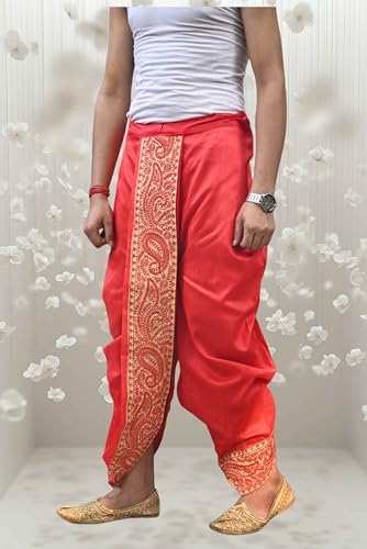 Image of Men's Ready to Wear Pant System MARWADI Embroidered Dhoti for Marriage, Party, Pooja, Festival etc. (GC009)