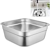 yeesport Ciotola in acciaio inox, bacinella multiuso per lavello, grande contenitore quadrato per cucina, lavabo per verdure, robusta padella per la casa