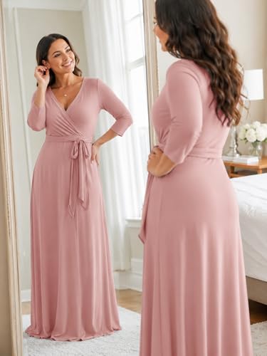 Image of PinkPatty Plus Size Maxi Dress for Women 3 /4 Sleeve Casual Long Dress