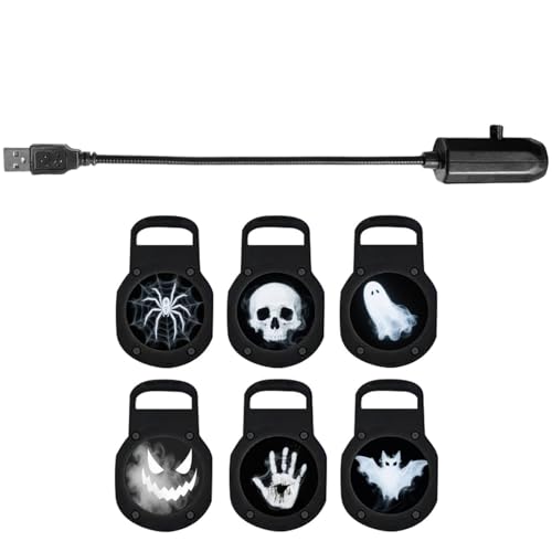 Montesy Projecteur USB avec 6 diapositives interchangeables Rotation à 360 degrés Texture ABS pour décoration de fête à la maison