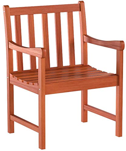 Vifah V415 Outdoor Wood Arm Chair, Natural Wood Finish, 22 by 25 by 35-Inch - Thumbnail 2