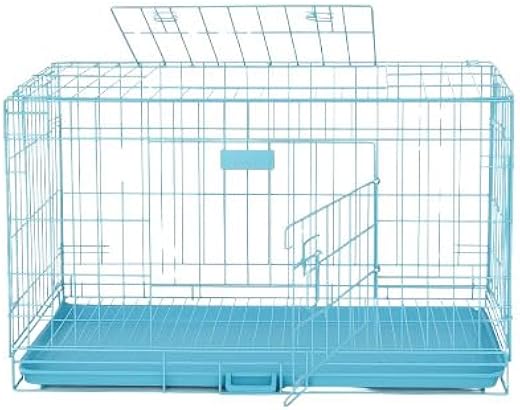 PETJOY Foldable Metal Dog Cage | 18 Inch Dog Crate Kennel for Puppies, Small Dogs, Cats &amp; Rabbits | Single Door with Secur