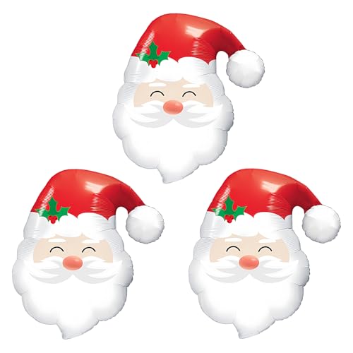 Image of Santa Claus Balloons - Christmas Foil Balloons for New Year Party Decoration, 3Pcs