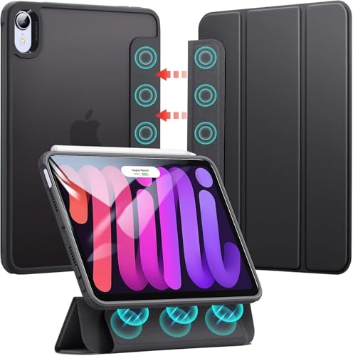 ESR for iPad mini 6 Case iPad mini 6th Generation Case(8.3 inch 2021) Detachable Magnetic Cover Hard PC Back Auto Sleep/Wake Portrait and Landscape Stand Supports Pencil 2 Frosted Black