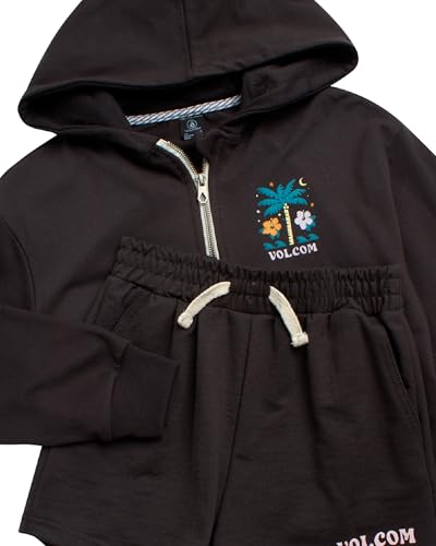 Volcom Girl's Sweatsuit Set - Long Sleeve Full Zip Up Hoodie Sweatshirt and Sweat Shorts Set for Girls (Sizes: 4-12)3