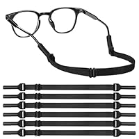 xiaowanwan 6 Pièces Cordon Lunettes pour Femme Homme Enfant,Sangle de Lunettes Réglable,Cordon Lunette Sport pour Course à Pied, Cyclisme,Natation (Noir)