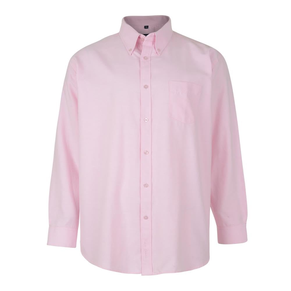 Kam Men's Pink Casual Long Sleeve Oxford Shirt For In 8XL