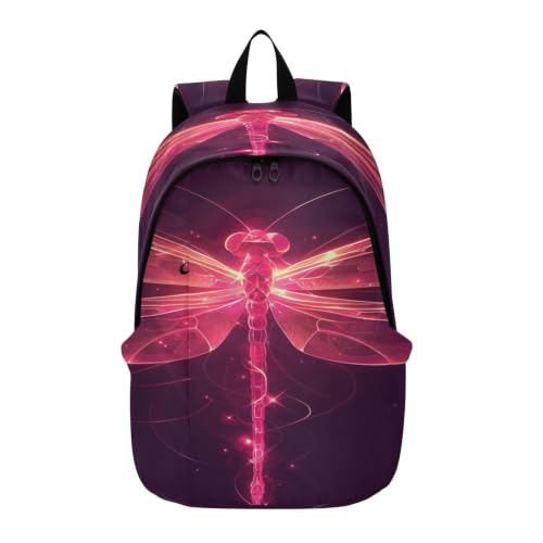 Cartable dos à sac libellule rose rougeoyant pour voyage et loisirs